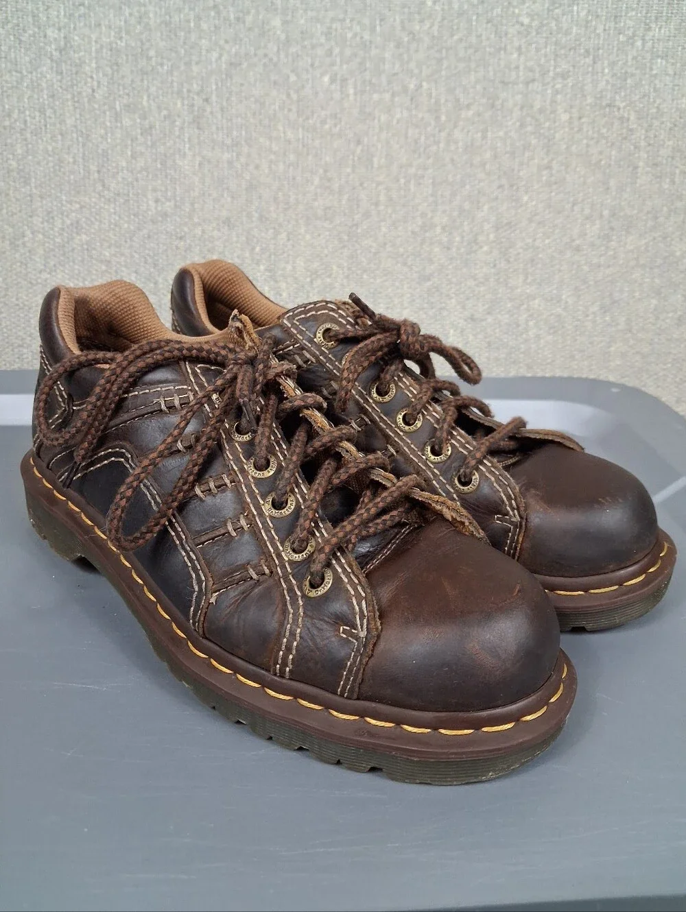 Dr. Martens Keith Shoes Size 9 Brown Vintage Chunky Leather 6-Eyelet Y2K Oxford